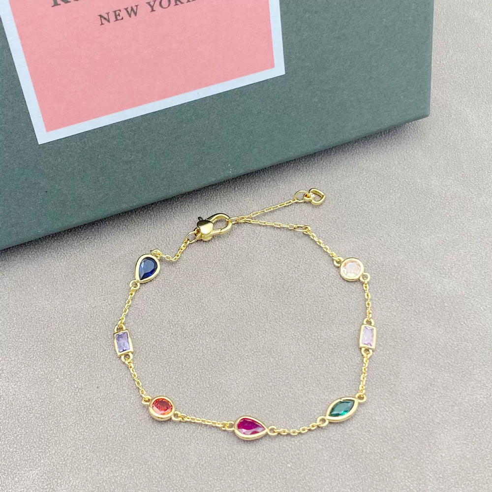 kate spade Unbranded Irregular Teardrop Square Round Colorful Zircon Bracelet
